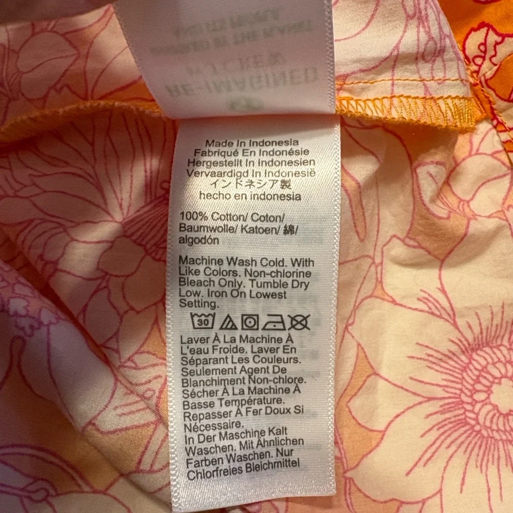 J. Crew Tie Front Cotton Poplin Orange Floral Midi Dress S Vacation Summer NWT